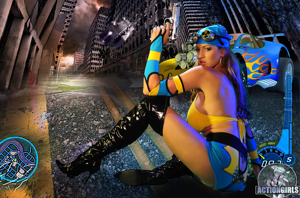 Jordan Carver in Blue-and-Yellow Comic Cosplay - photo 9