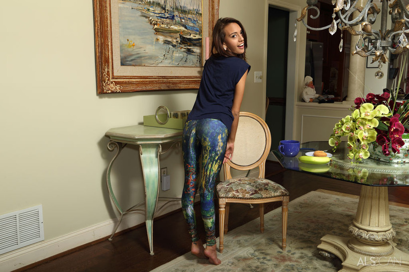 Horny brunette girl Janice Griffith plays with her pussy 02