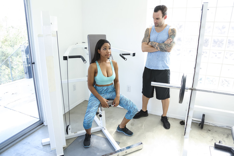 Turquoise Gymwear and Massage Equipment in an Explicit Couple Set photo 4