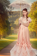 Pink Period Dress in an Ornate Bridgerton Parody Bedroom - photo 19