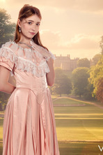 Pink Period Dress in an Ornate Bridgerton Parody Bedroom - photo 20