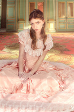 Pink Period Dress in an Ornate Bridgerton Parody Bedroom - photo 21
