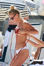 Selena Weber In A Tiny Red Bikini 05