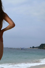 Exotic goddess Elin walks along a deserted beach 15