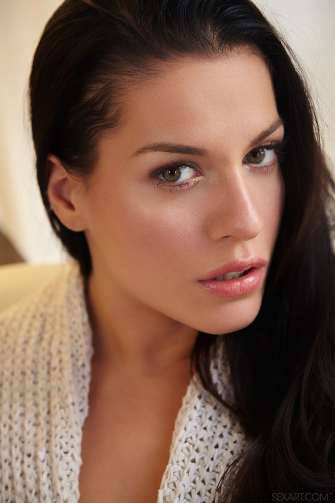 gorgeous long haired brunette smiles 01