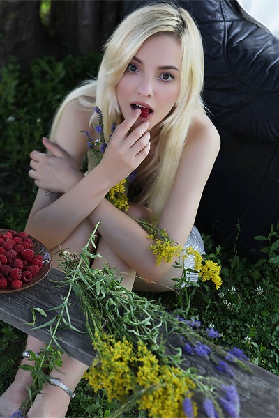 Two Outdoor Garden Nudes with Flowers